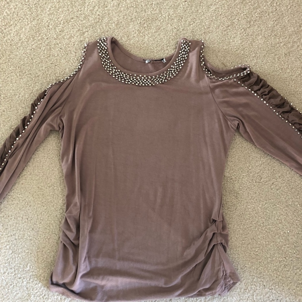 Cold shoulder beaded top